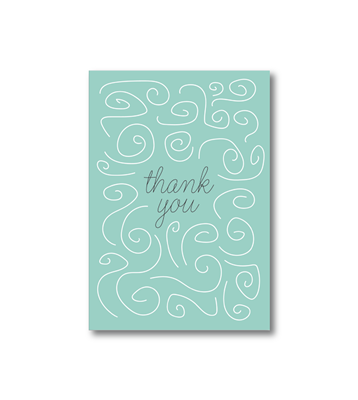 Greeting Card - Teal Swirls - 5"H x 3.5"W